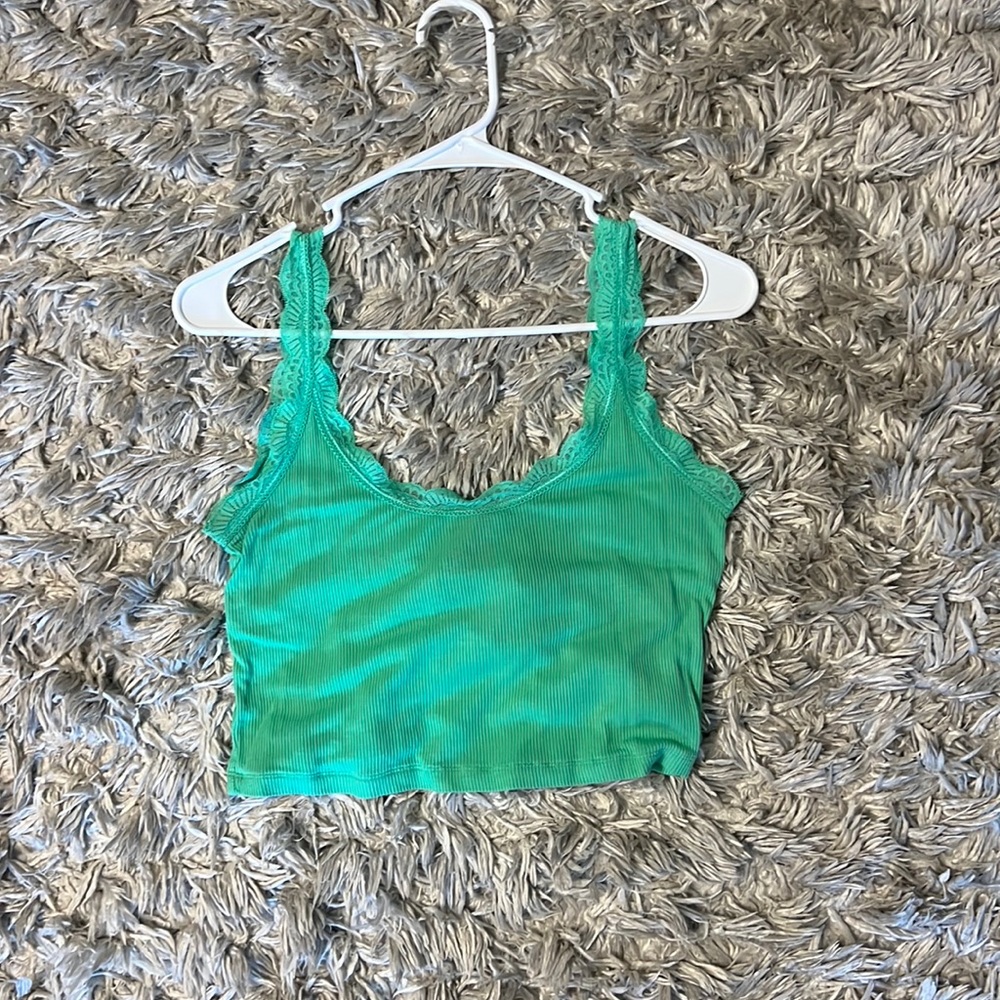 Pac Sun Bright Green Lace Tank Top